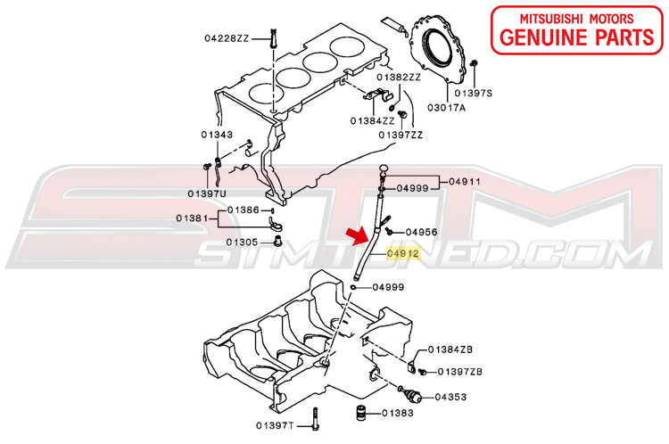 1255A172 | OEM MITSUBISHI EVO X ENGINE OIL DIPSTICK TUBE | 2008-2015